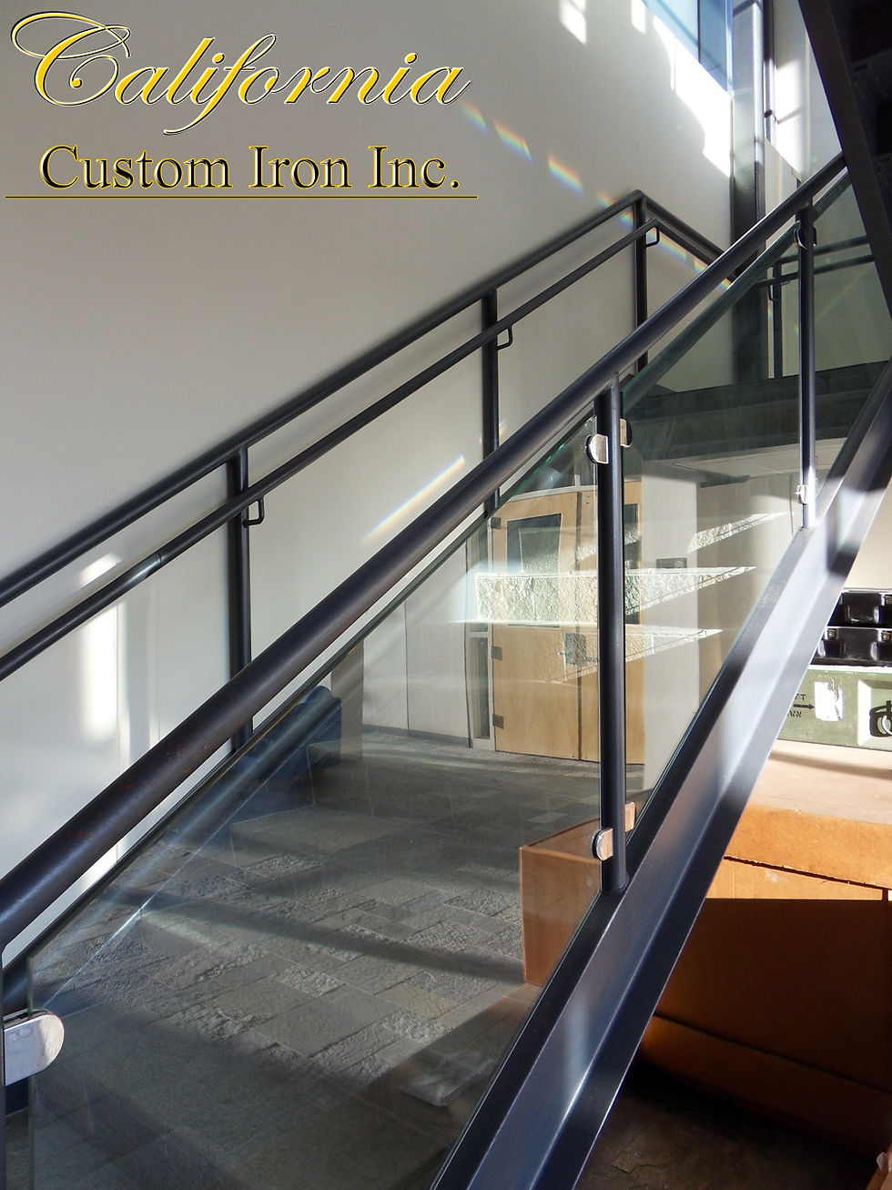 steel stair with glass railing