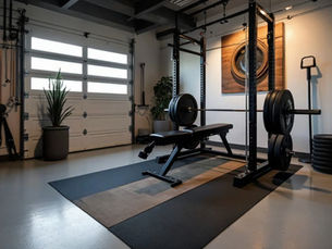 Converted garage gym with a ductless mini split