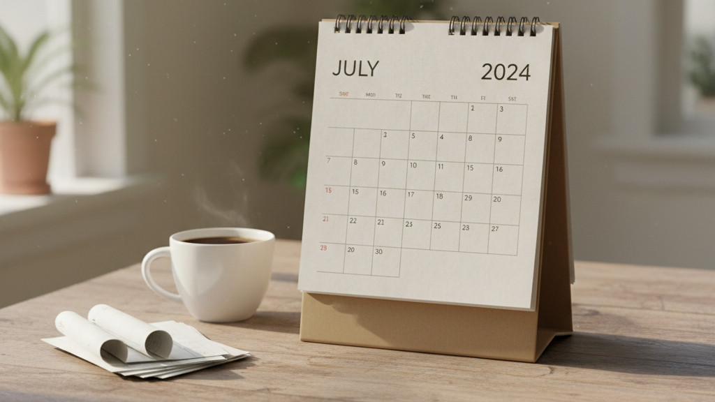Torn calendar pages on a table representing the feeling of being behind in life: Rugged Human
