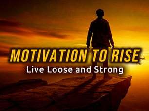 person on cliff looking at sunrise with motivation to rise rugged human blog text