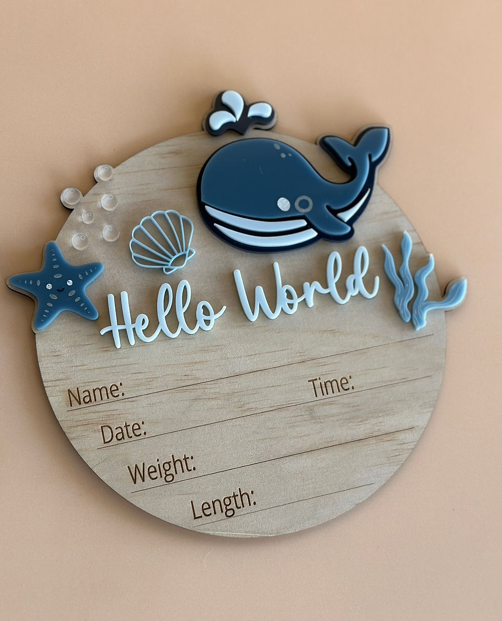 Hello World Birth Announcement  Plaque - Under the sea