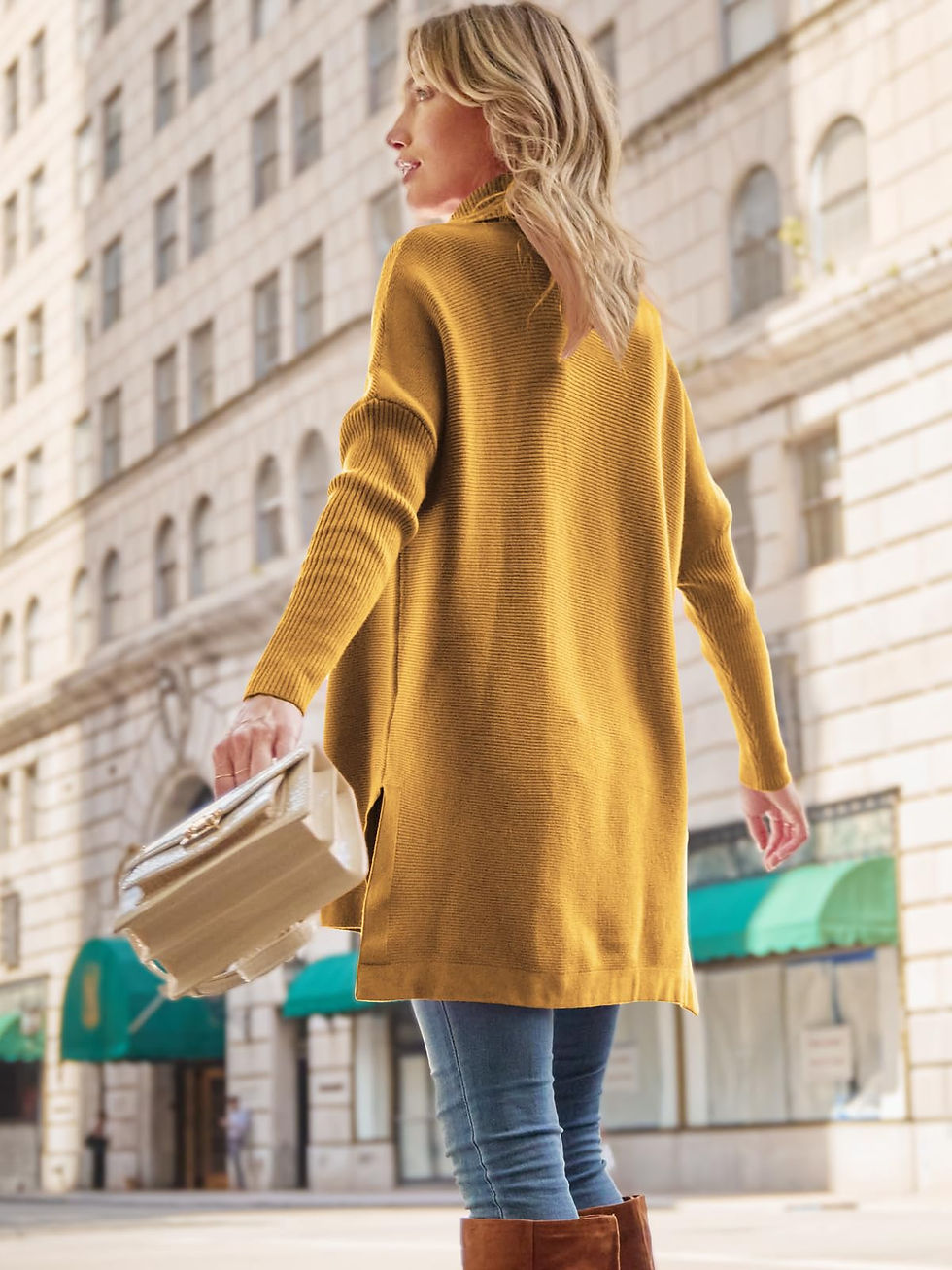 Thumbnail: LILLUSORY Oversized Turtleneck Pullover Sweater Women 2025 Long Tunic Cozy Wi...