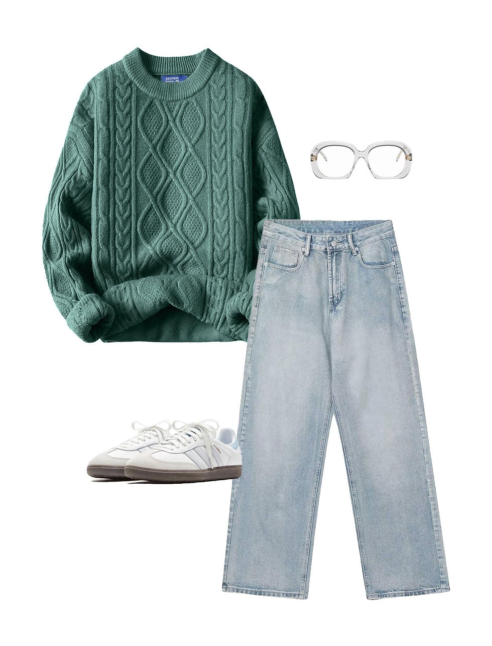 Thumbnail: Aelfric Eden Oversized Sweater 90s Vintage Cable Knit Long Sleeve Women Heavy...