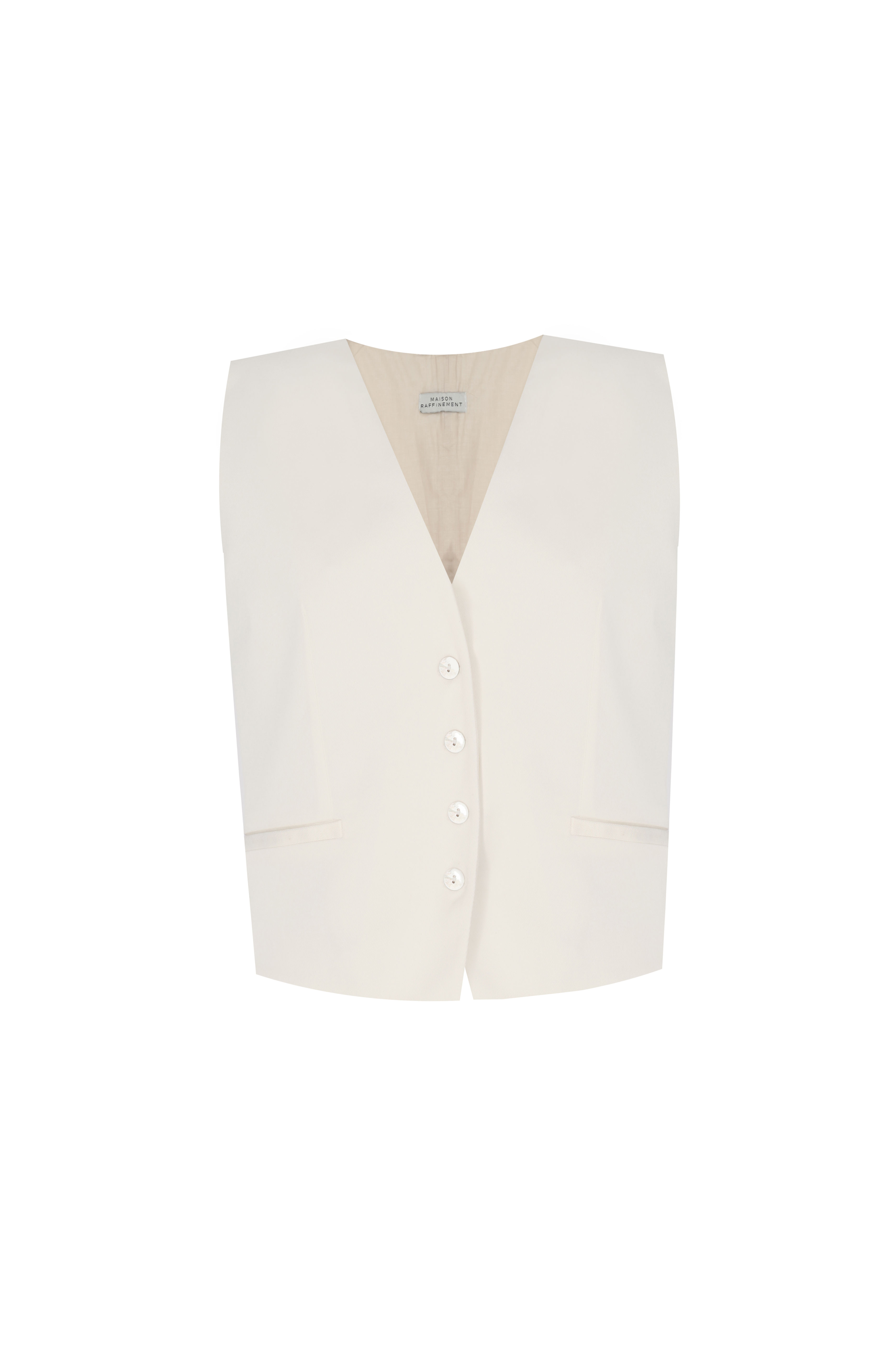 white cotton waistcoat front