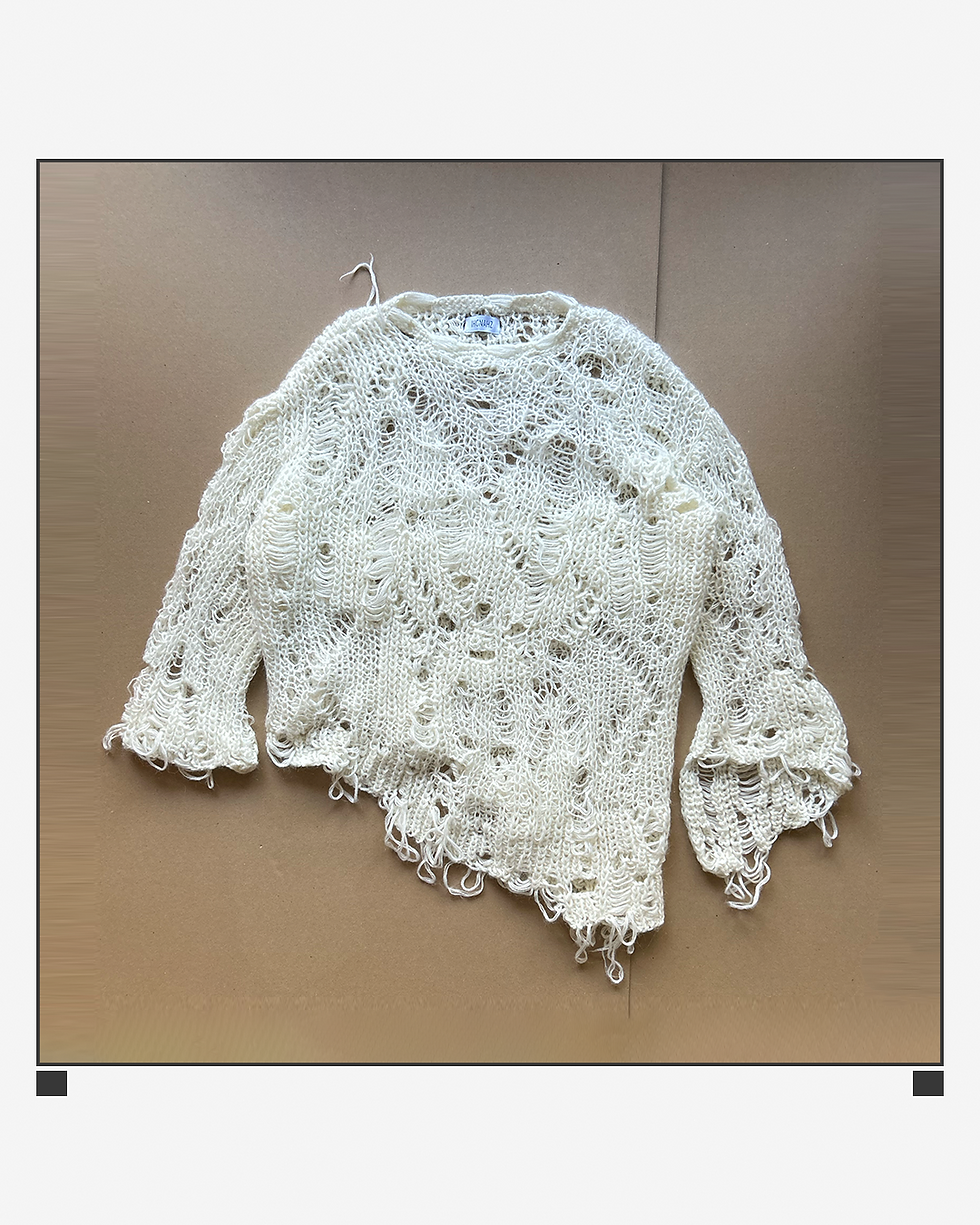 u.m.s. ivory asymmetrical knit sweater