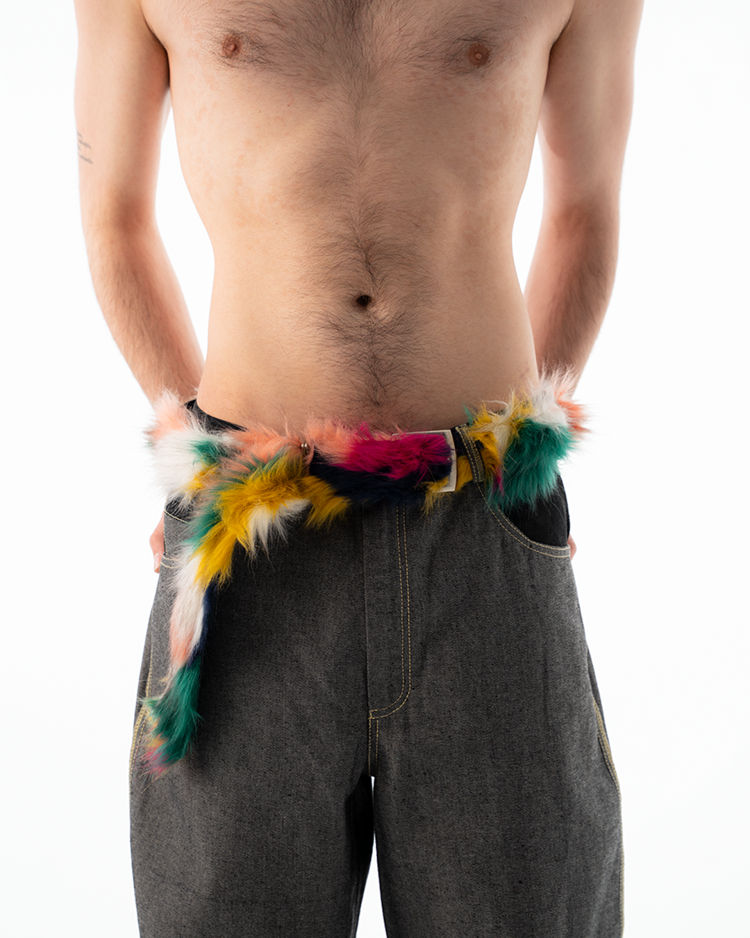 U.M.S. MULTI-COLOR FAUX FUR BELT