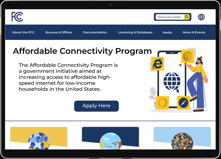 Gif Animation of FCC DESKTOP Redesigned Protoype Navigation with Homepage