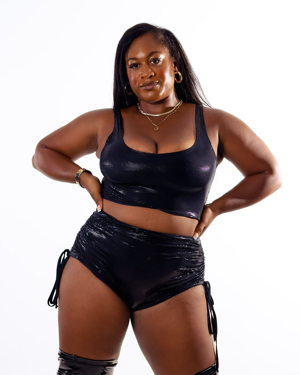 Thumbnail: Black Shimmer Scoop Neck Top