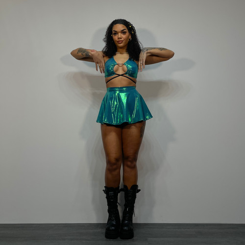 Emerald Shimmer Super Mini Skirt | EDGY JAYD