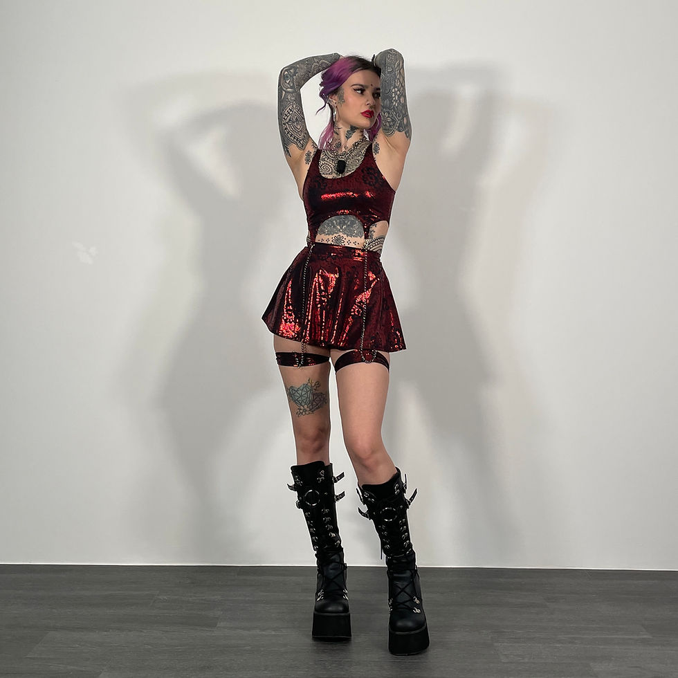 Thumbnail: Lace Effect Shimmer Super Mini Skirt