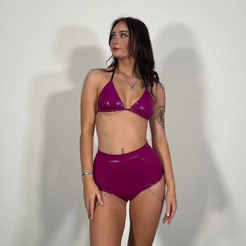 Gooseberry Shimmer Triangle Ruched Bikini Top