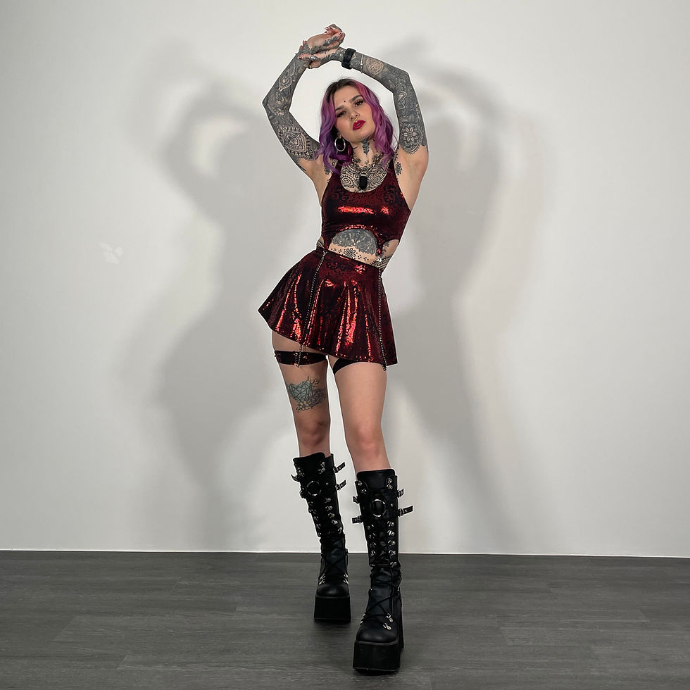Thumbnail: Lace Effect Shimmer Super Mini Skirt