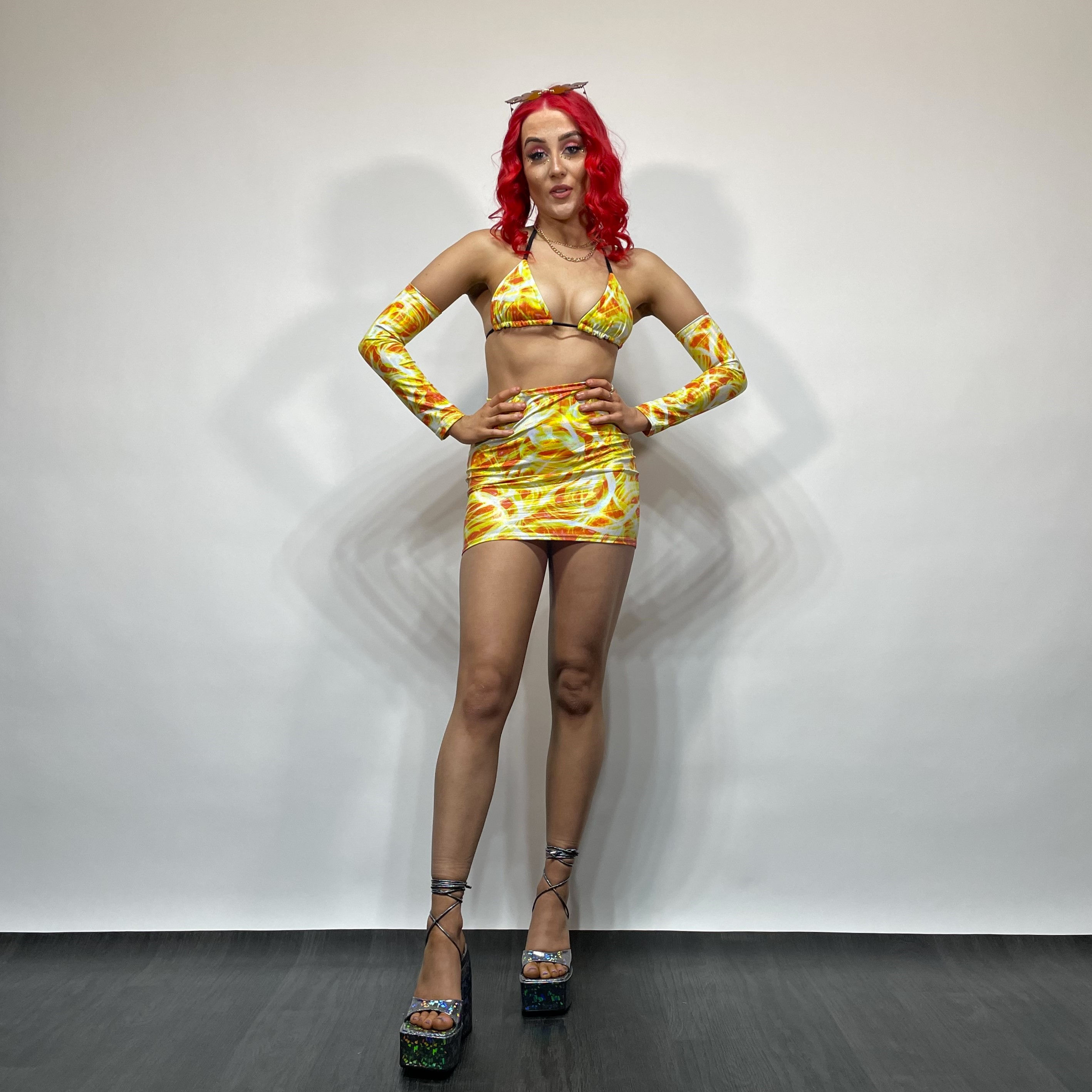 UK 14 (US 10) Inferno Bodycon Mini Skirt