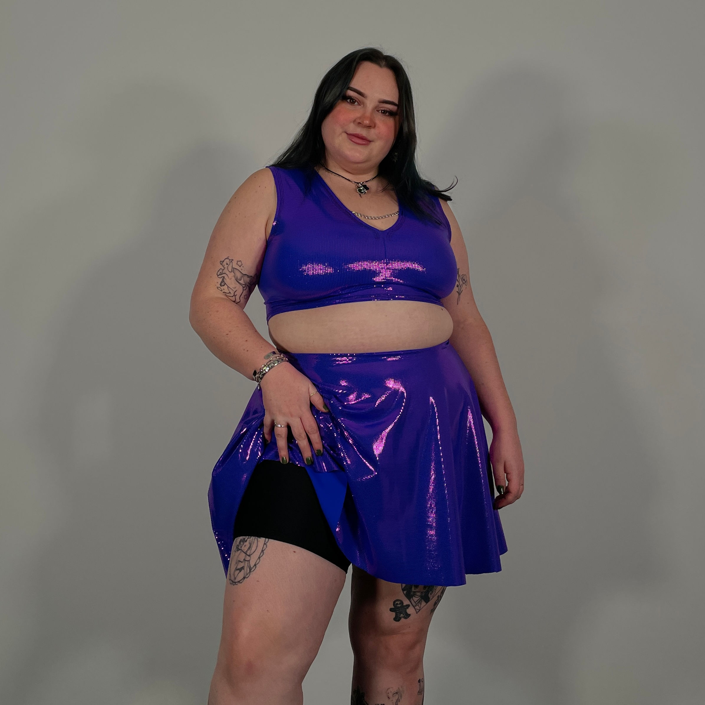 SAMPLE UK 20 (US 16) 5'4-5'7 Twilight Shimmer Above Knee Skort