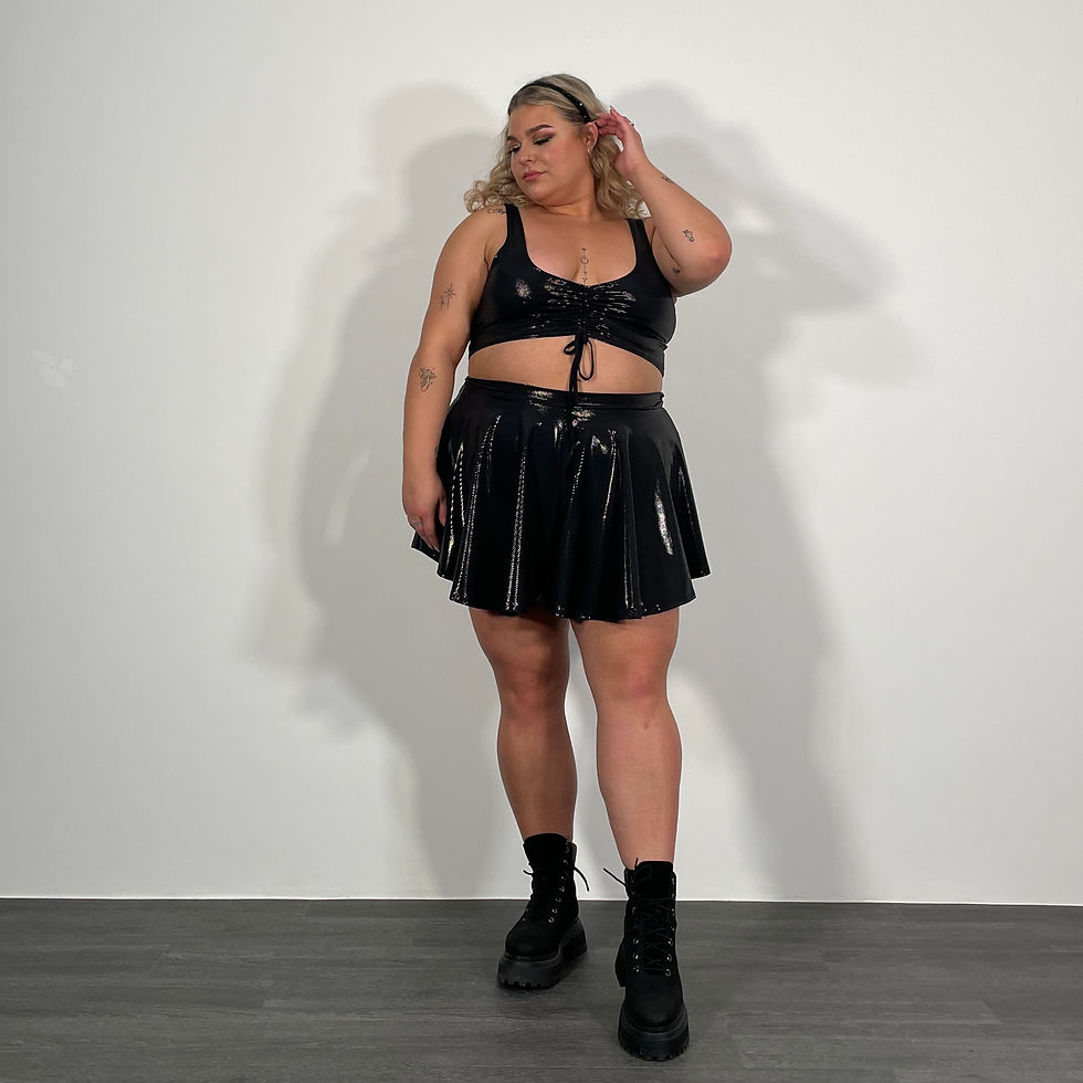 Thumbnail: Black Shimmer Ruched Front Top