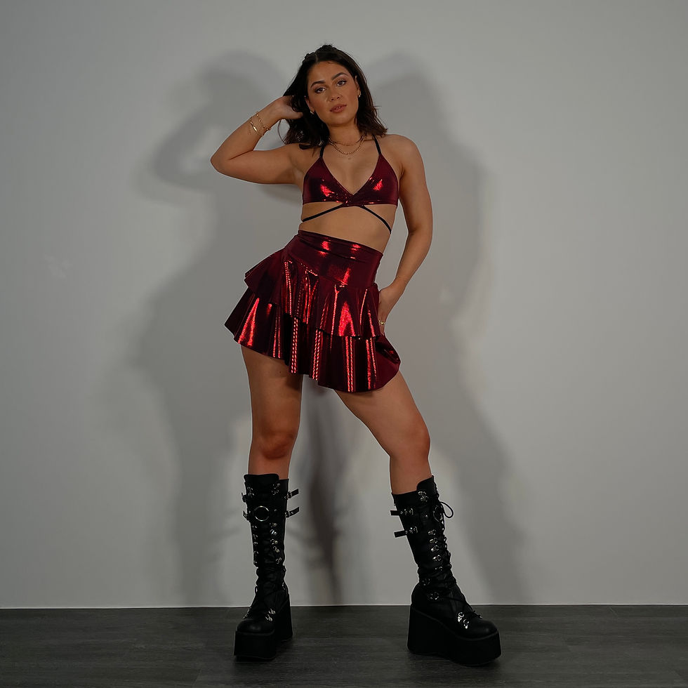 Thumbnail: Red Shimmer 2 Layer Skirt