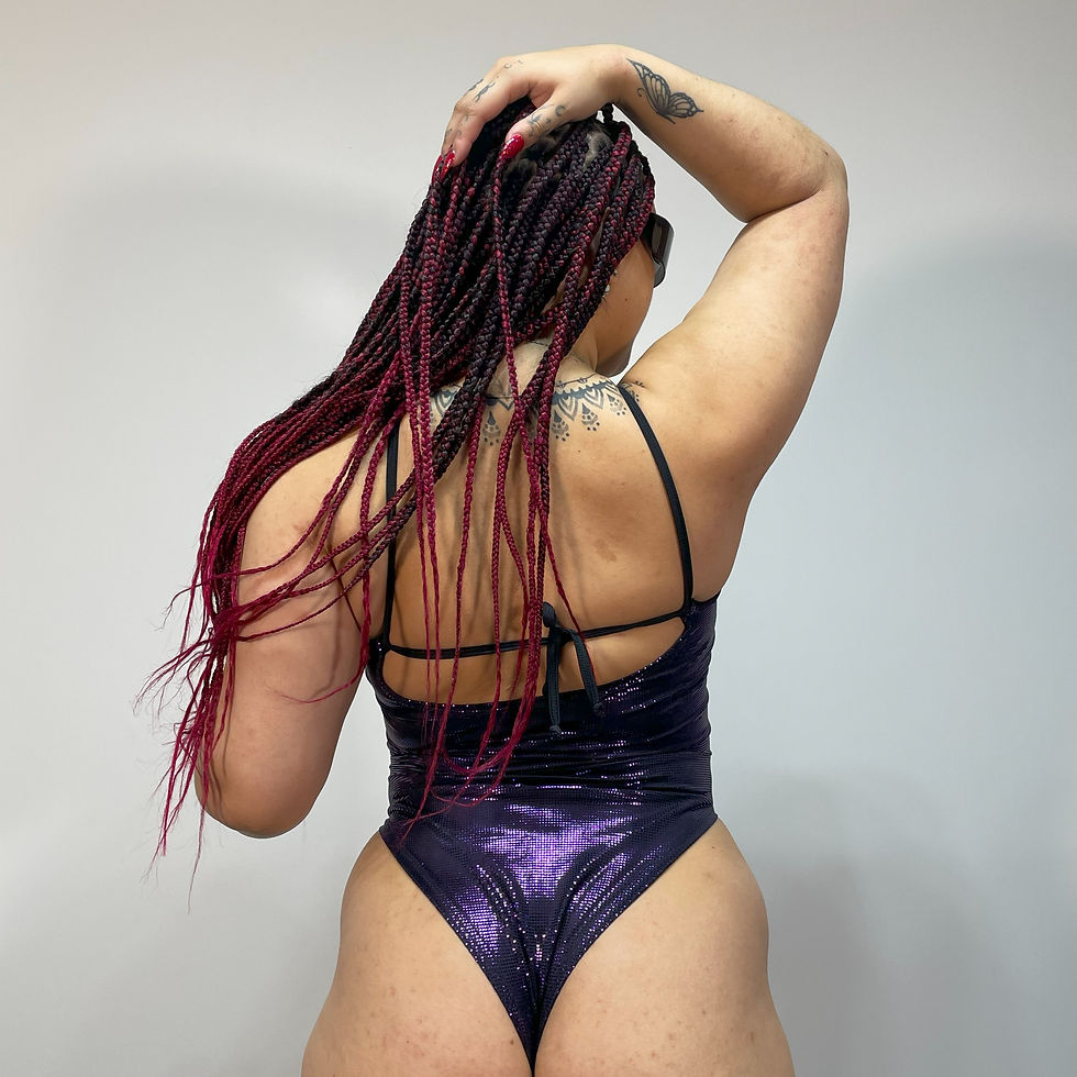 Thumbnail: Midnight Shimmer High Leg Cut Out Bodysuit
