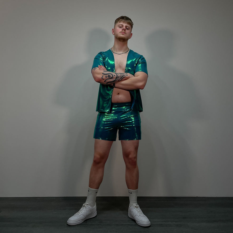 Thumbnail: Emerald Shimmer Open Front T-Shirt