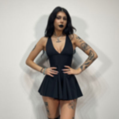 Matte Black Floaty Playsuit