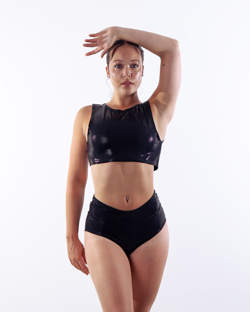 Thumbnail: Black Shimmer Hipster Hot Pants
