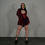 Thumbnail: Red Shimmer Floaty Playsuit with Ghosts and Flare Sleeve Super Crop