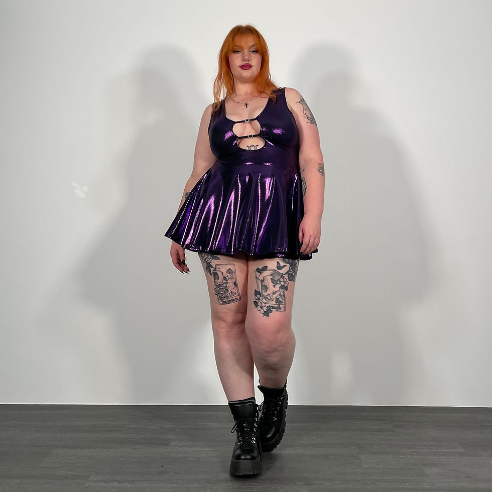 Thumbnail: Midnight Shimmer Curve Cut Out Detail Super Mini Dress