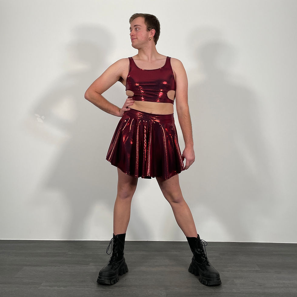 Thumbnail: Red Shimmer Cut Out Top