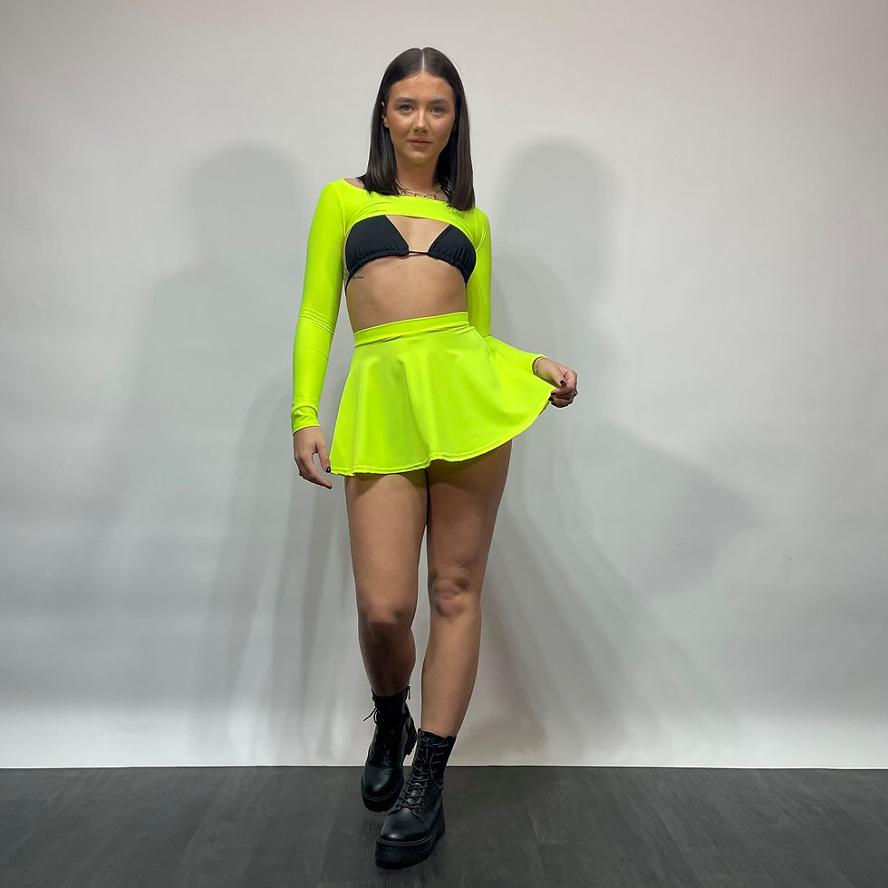 【PORTERNA】Neon wrap short skirt Neon Yellow Super Mini Skirt | EDGY JAYD