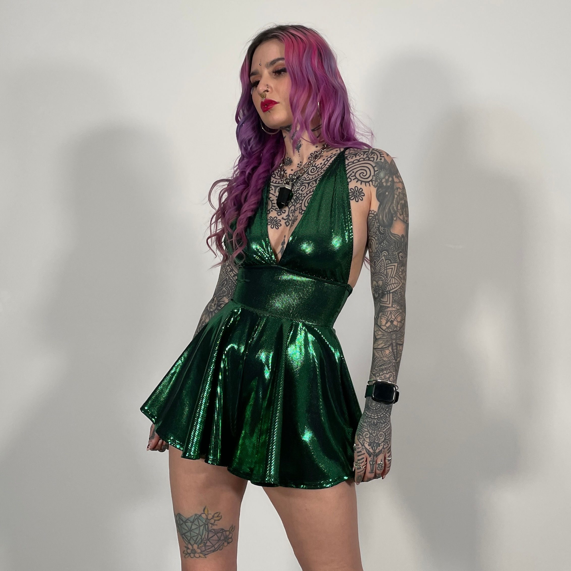 UK 10 (US 6) 5'4-5'7 AA-C Poison Shimmer Floaty Playsuit