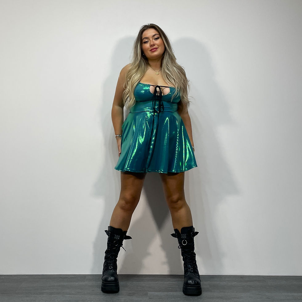Thumbnail: Emerald Shimmer Skater Dress