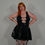 Thumbnail: Black Shimmer Cut Out Detail Super Mini Dress