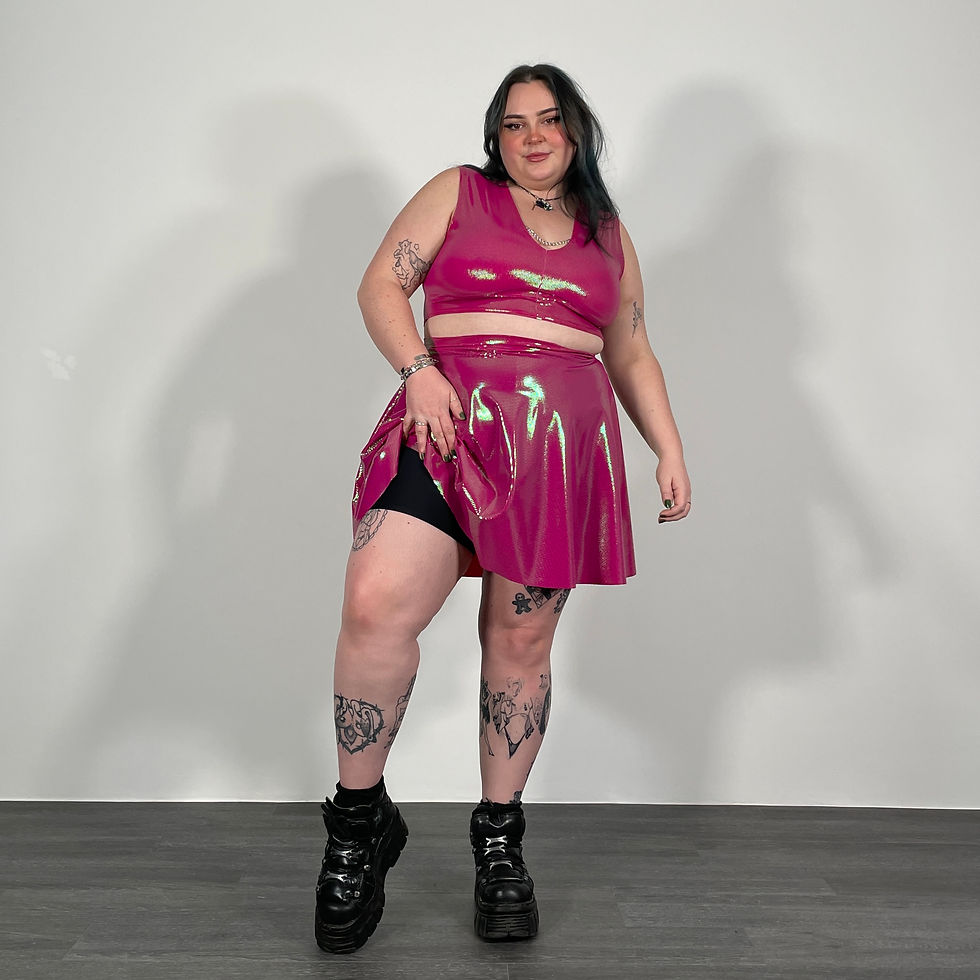 Thumbnail: Raspberry Shimmer Chain Detail V-Neck Top