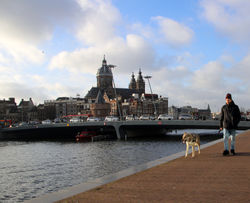 Walking by the canal Amsterdam,Nl