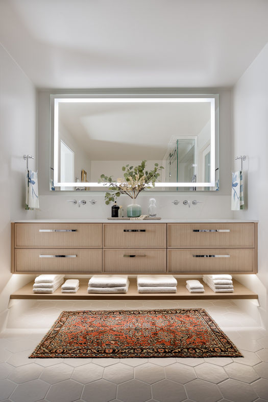 condo primary vanity light on