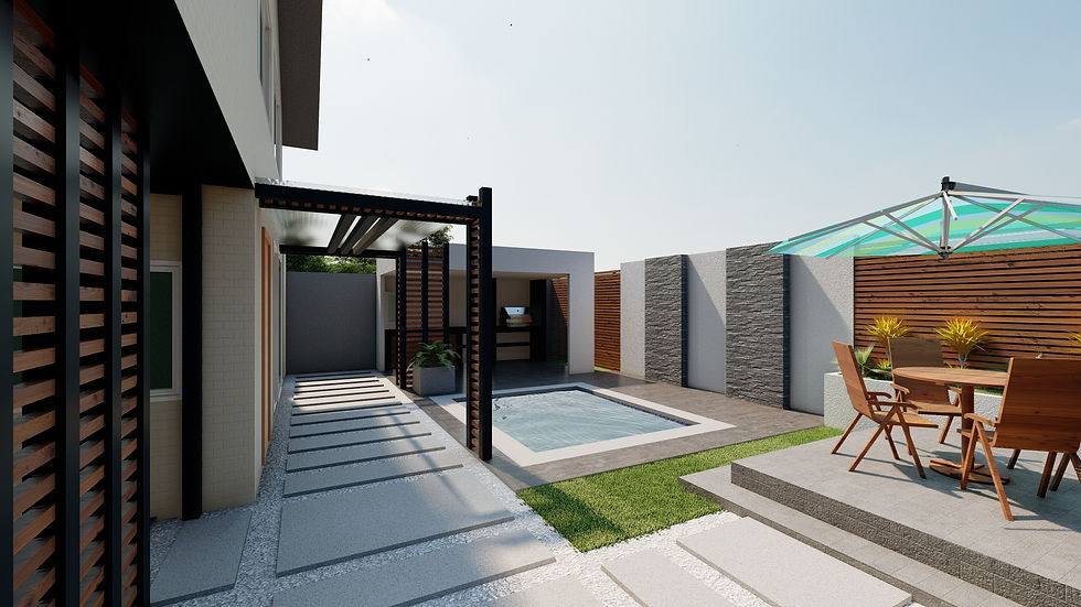 DISEÑO DE AREAS DE ESPARCIMIENTO, PISCINA Y QUINCHO