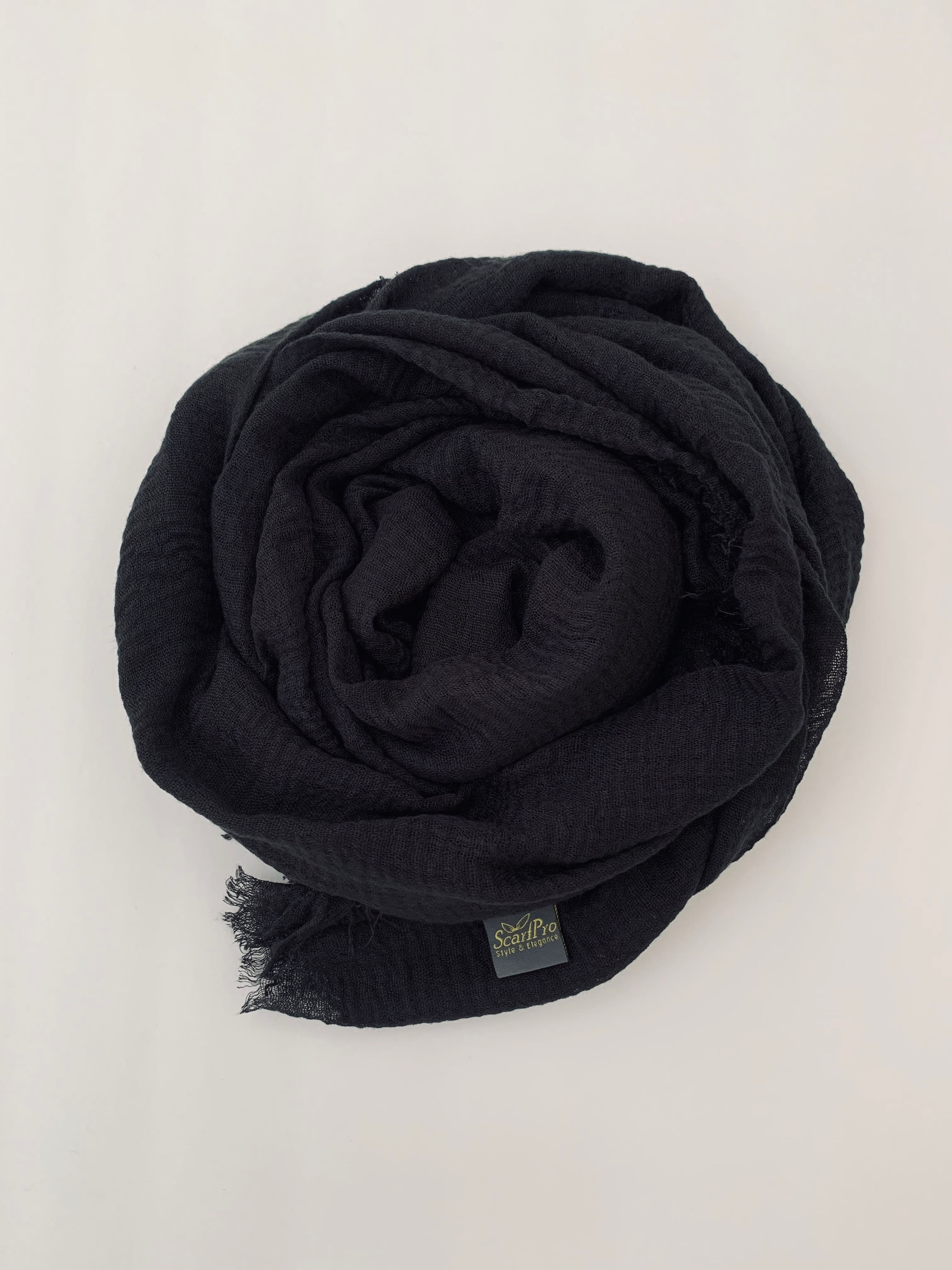 ScarfPro Black Crushed Cotton Scarf