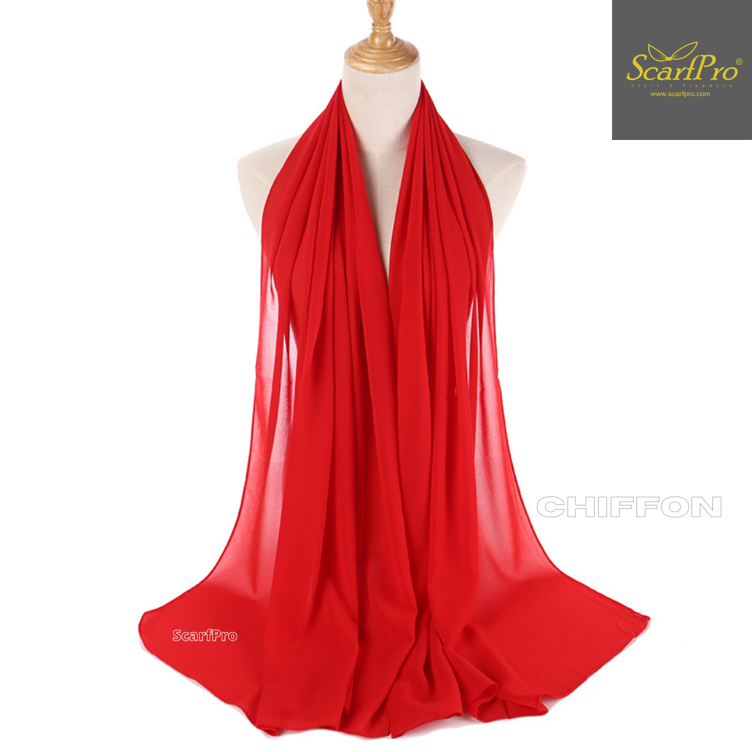 ScarfPro Bright Red Chiffon  Scarf