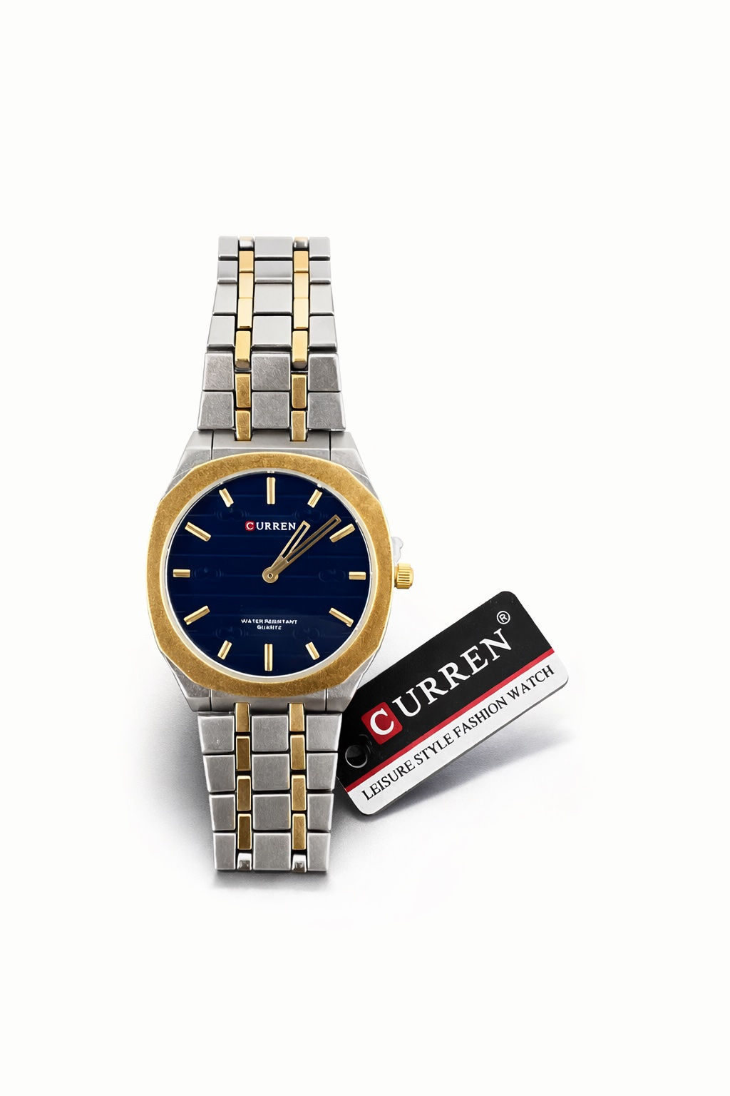 Ανδρικό Ρολόι Χειρός Δίχρωμο με Μπλε Καντράν – Ανοξείδωτο