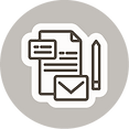 Letter, business card, envelope, pencil