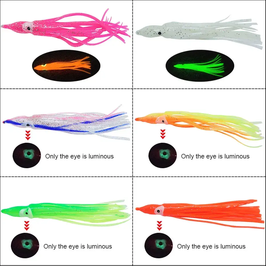 Miniatura: 20/100pcs Luminous Squid Skirts Soft Lure Pesca 5cm/9cm/11cm Night Fishing Lure