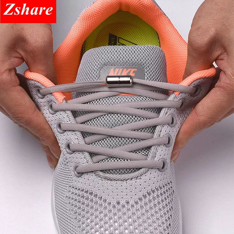 1Pair No Tie Shoelaces Round Elastic Shoe Laces for Kids and Adult Sneakers