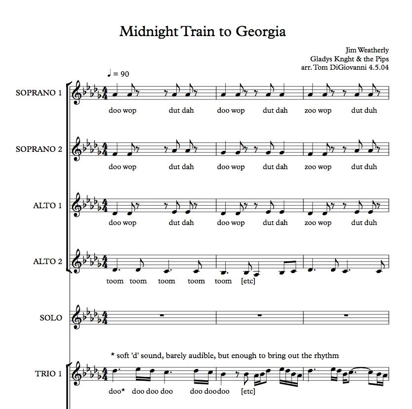 Midnight Train to Georgia (SSAA + 4)