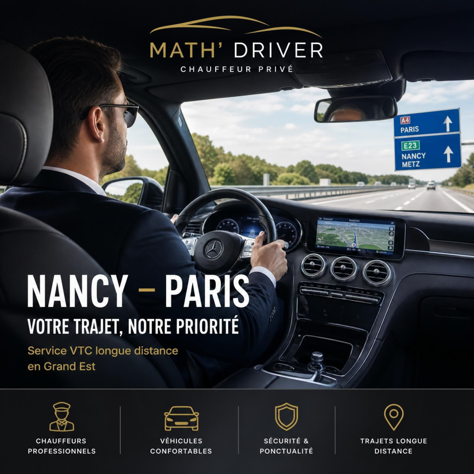 VTC Nancy paris — votre chauffeur privé pour la capitale avec MATH' Driver
