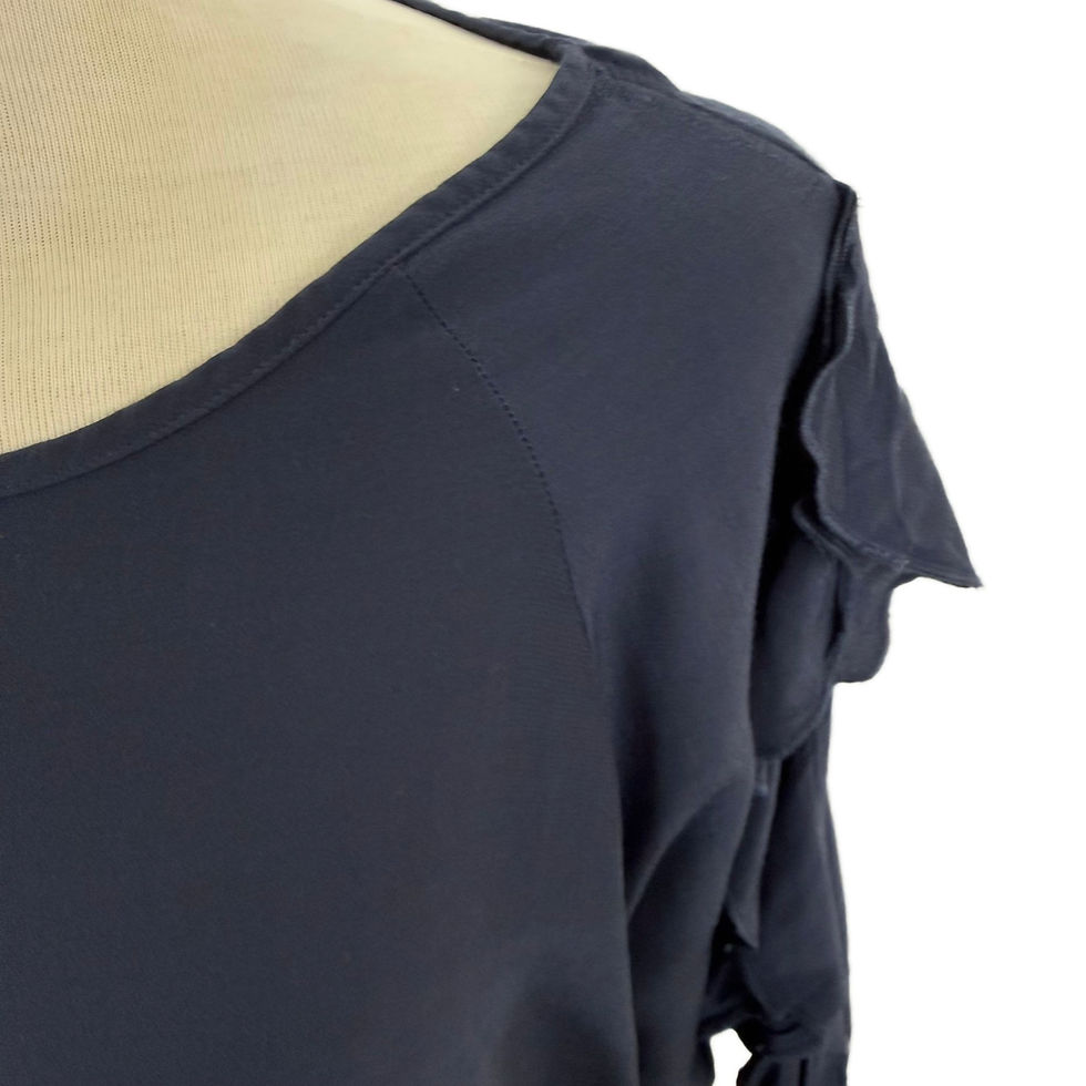 תמונה ממוזערת: OUI Navy Blue Blouse with Ruffled Sleeves