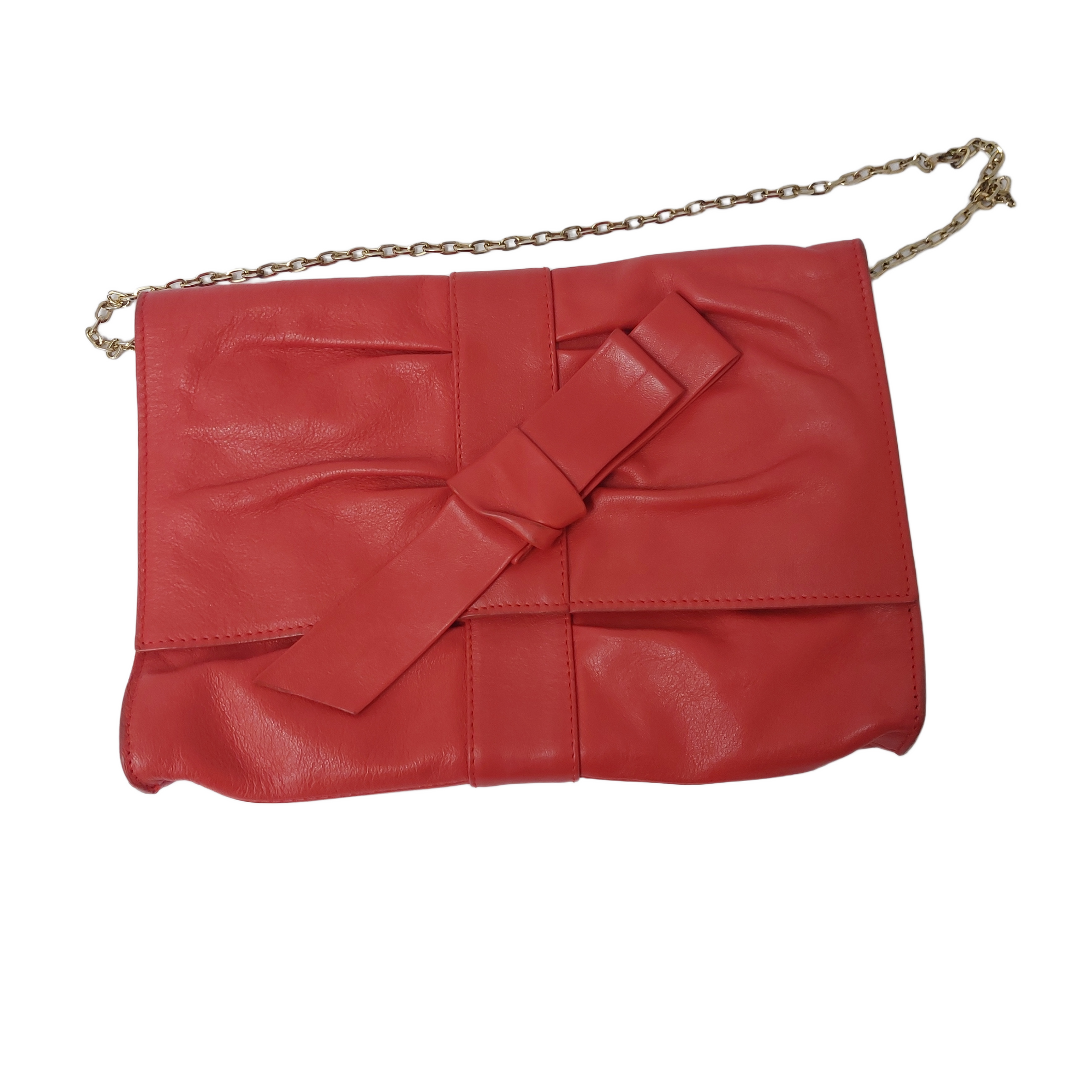 Furla red leather bow bag