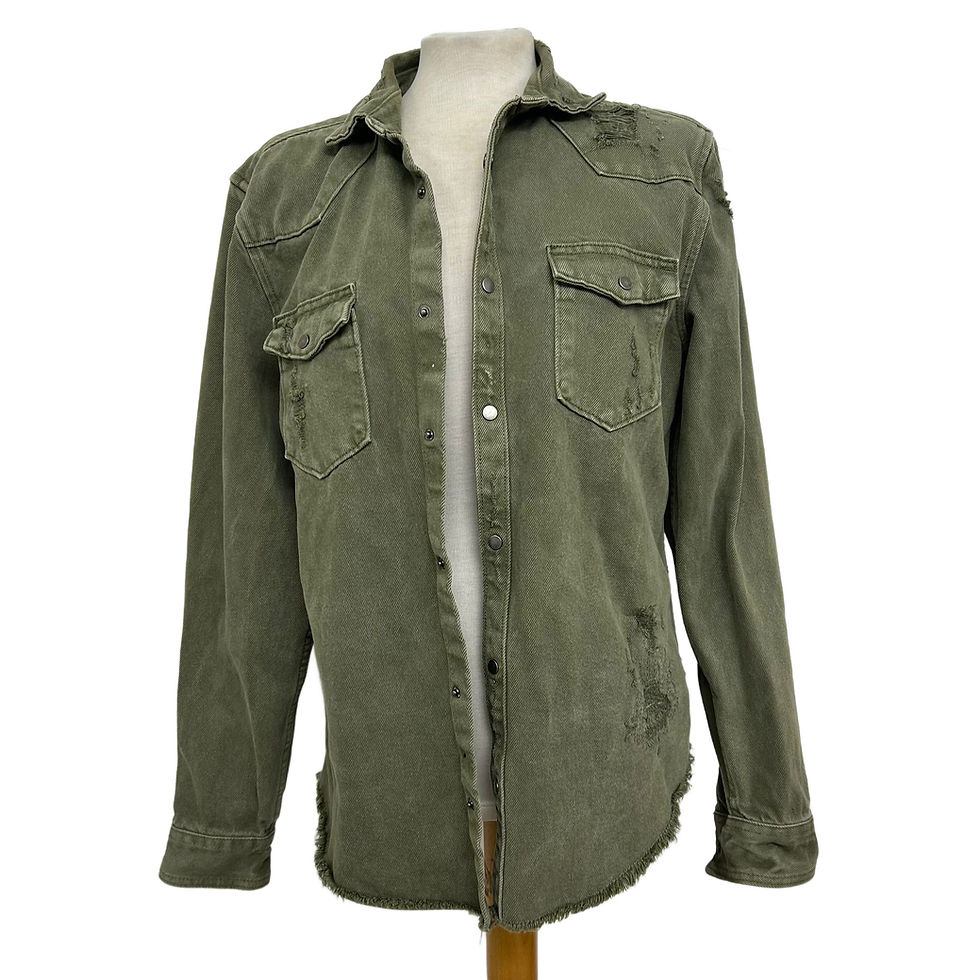 Thumbnail: ZARA MEN Distressed Cotton Overshirt Jacket