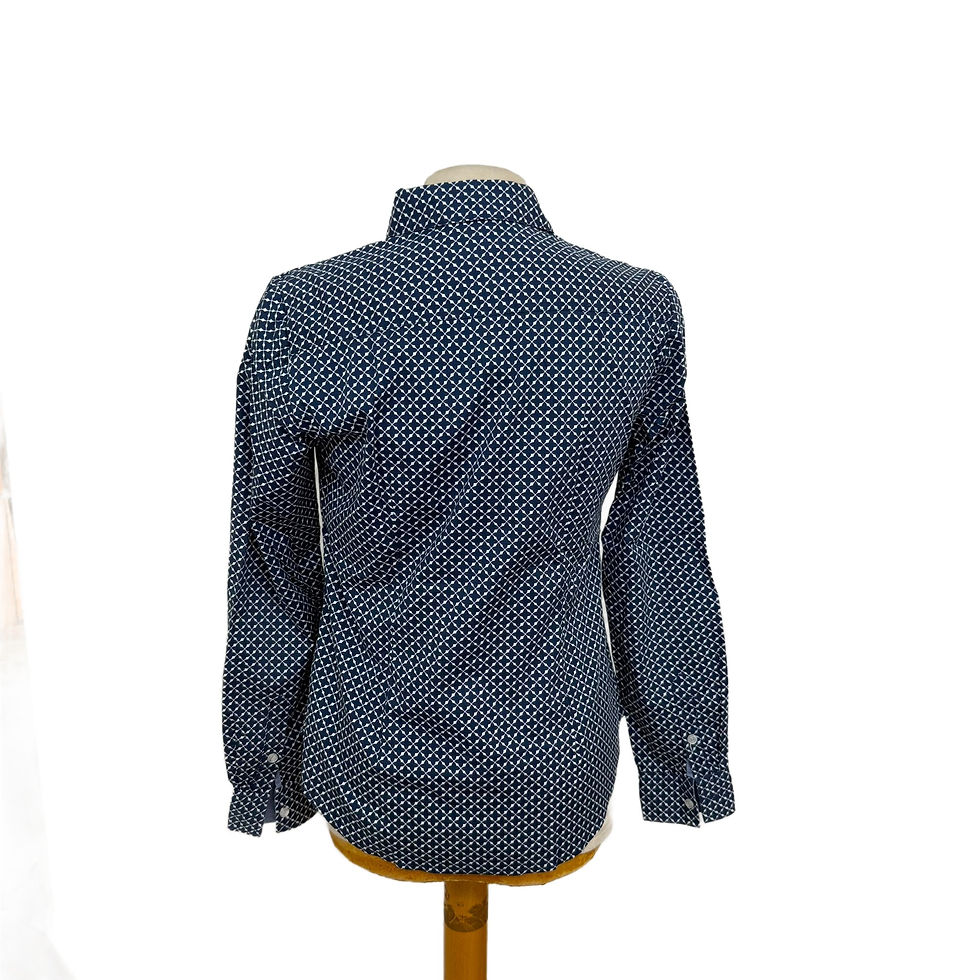 תמונה ממוזערת: Nautica Navy Blue Micro-Geometric Lattice Shirt