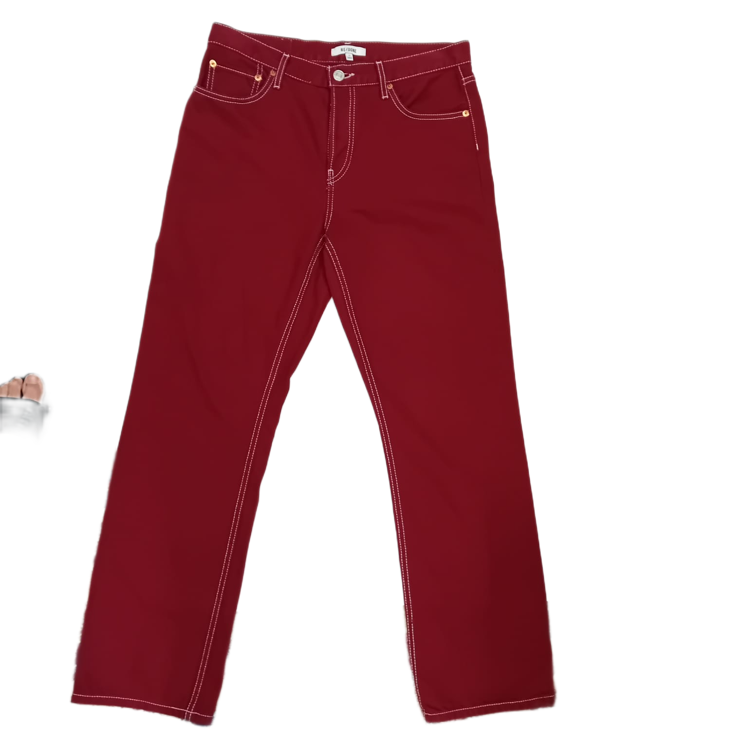 RE/DONE Red 'The Standard' Mid-Rise Straight Leg Jeans