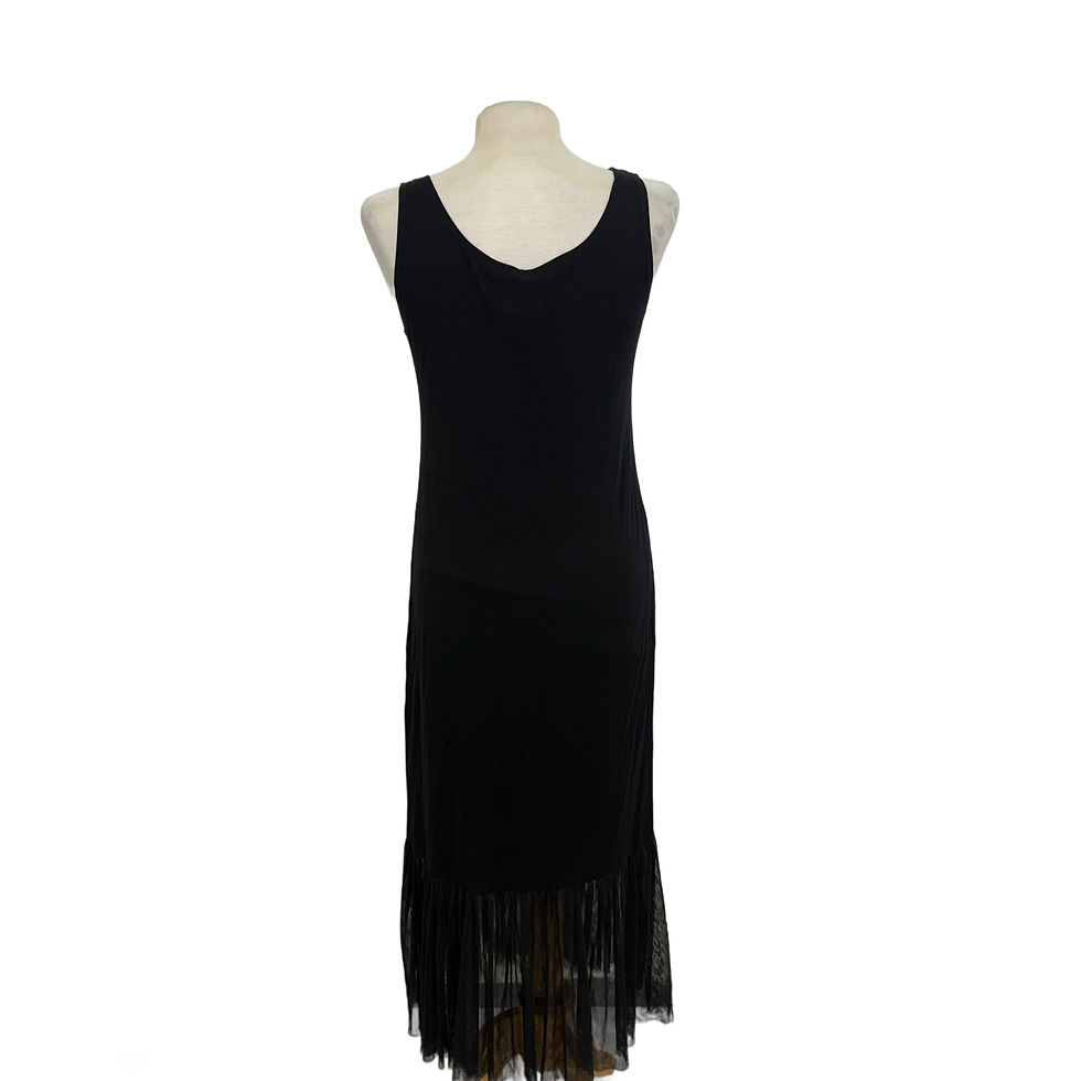 Thumbnail: GERSHON BRAM Sleeveless Black Dress with Mesh Hem