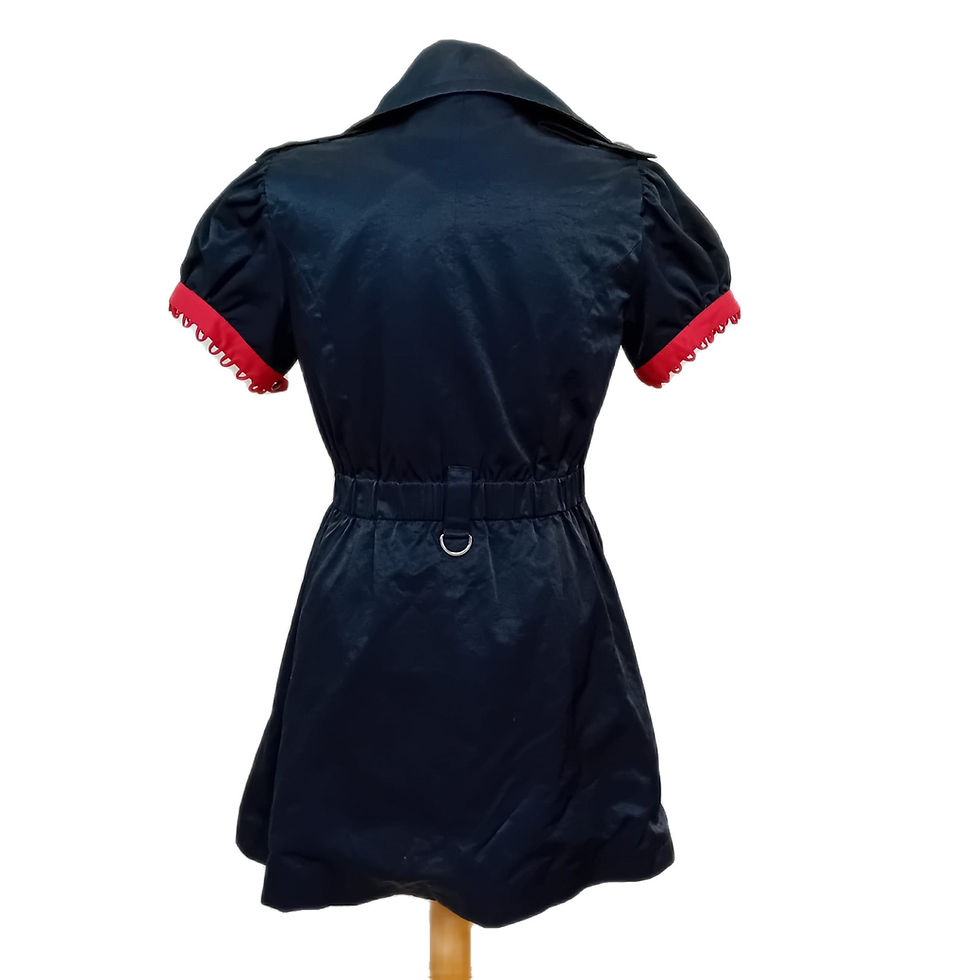 Thumbnail: Tailored Coat Dress in Dark Blue with Red Trim
